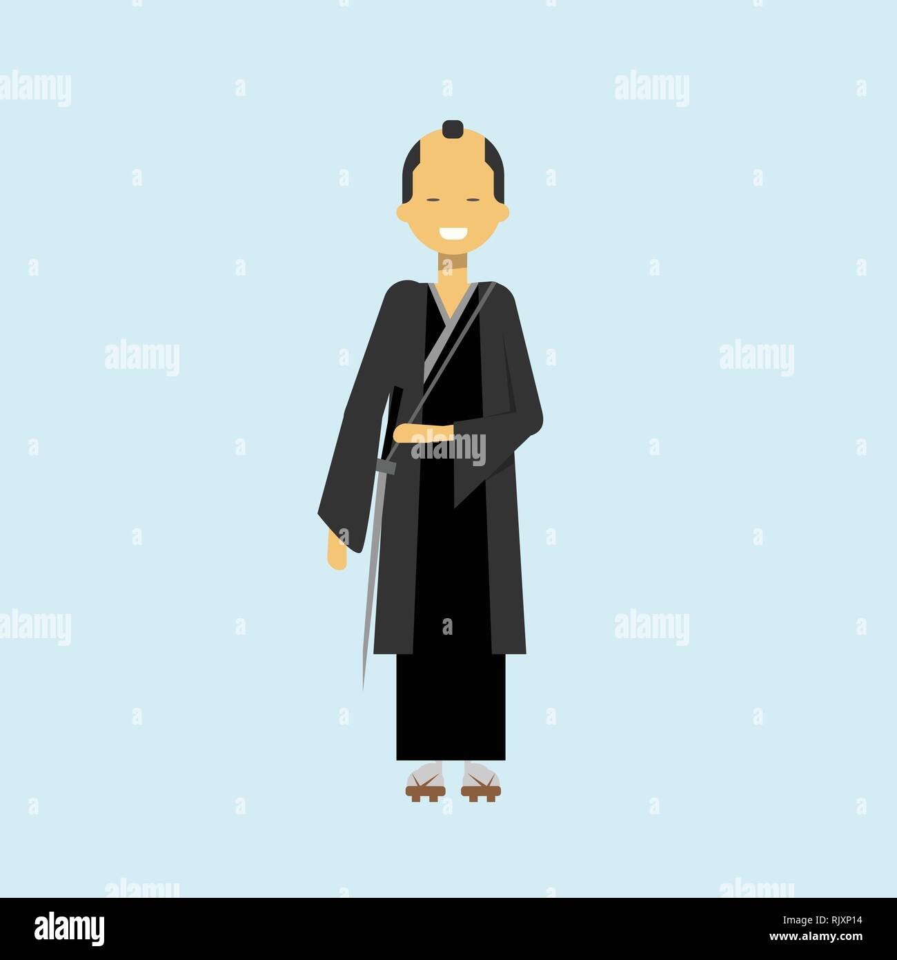 Samurai japonés Hombre de negro kimono tradicional masculino vestido de Japón Imagen Vector de stock - Alamy Samurai japonés Hombre de negro kimono tradicional masculino vestido de Japón Imagen Vector de stock - Alamy