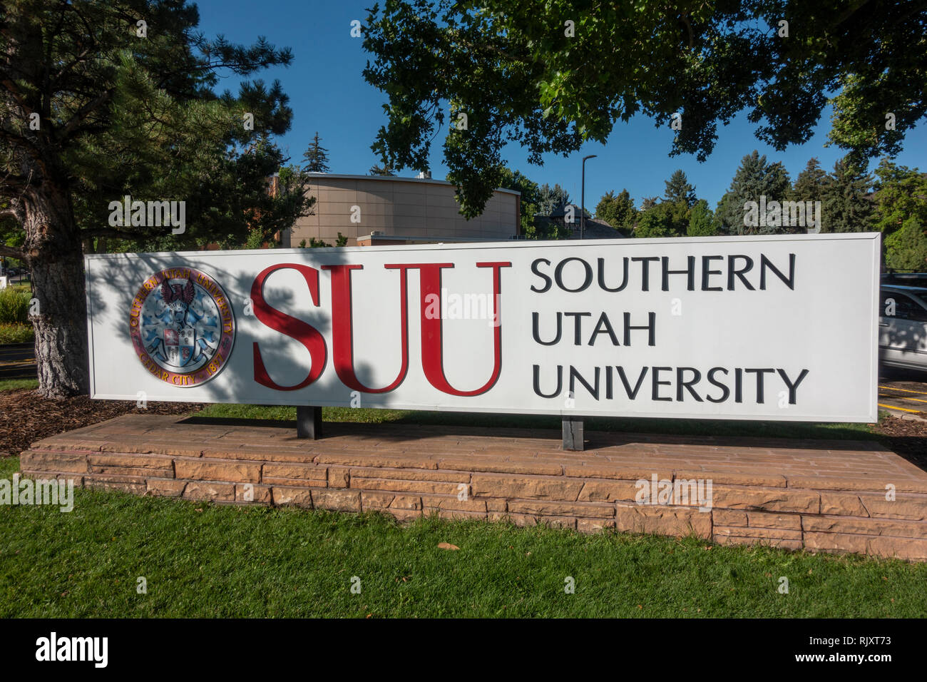 La Southern Utah University (SUU) firman en Cedar City, en el condado de Iron, Utah, Estados Unidos. Foto de stock