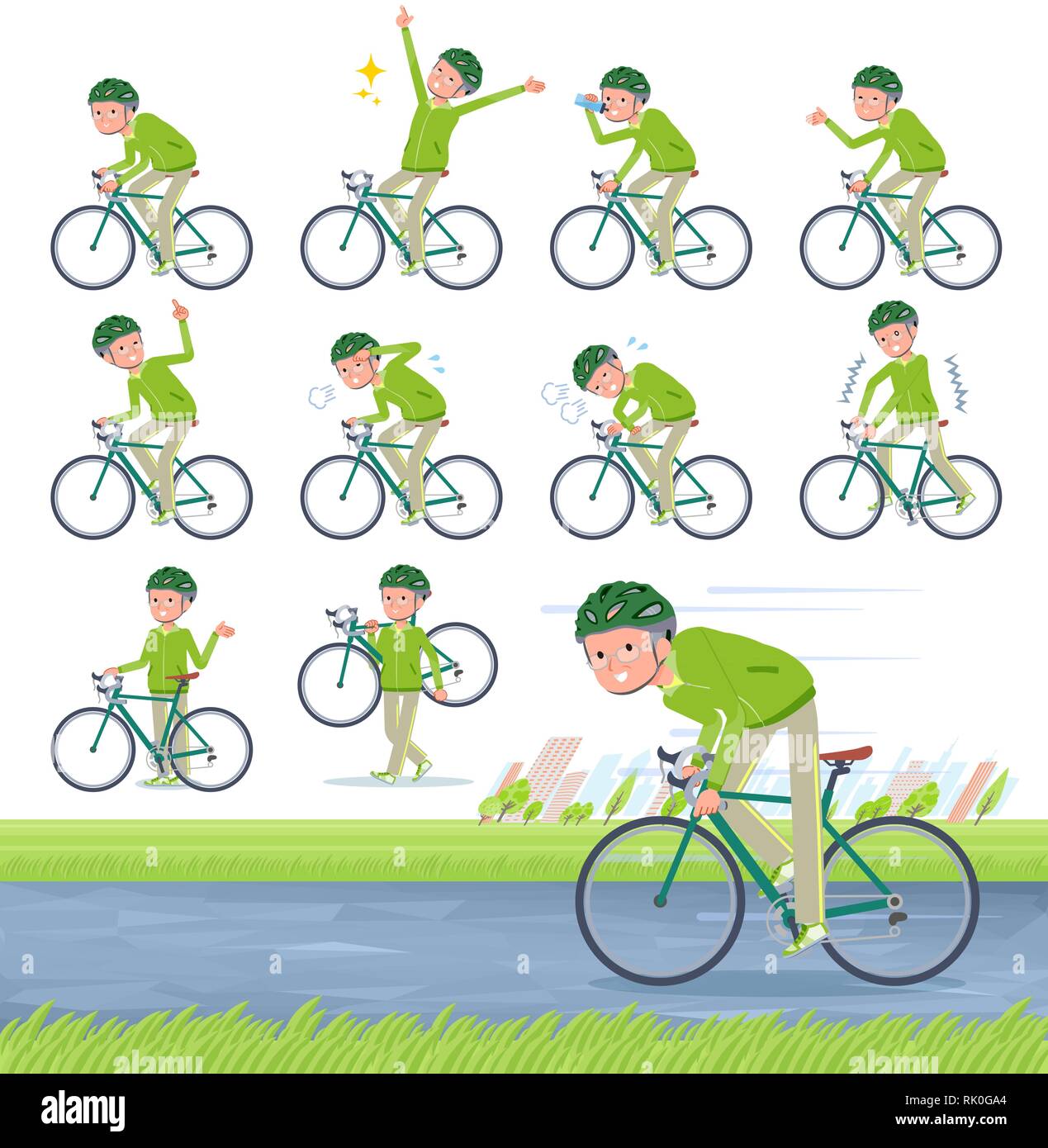 Conjunto Hombre Ropa Deportiva Una Bicicleta Carretera Hay Una Acción  Vector de stock por ©seijiroooooooooo 244529214