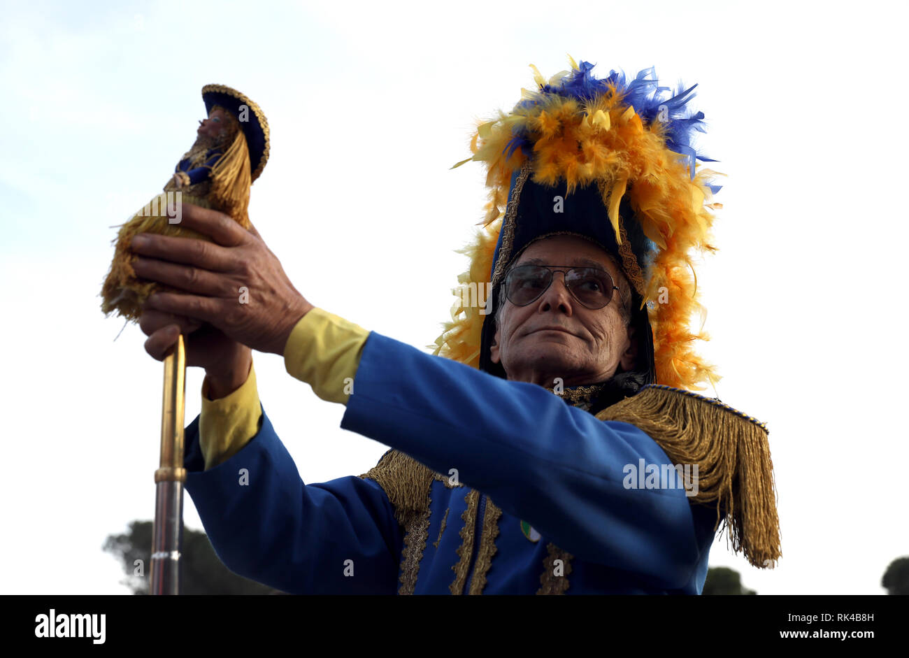 Un italiano Marching Band fuera del suelo antes de la Guinness seis naciones coinciden en el Stadio Olimpico de Roma. Foto de stock