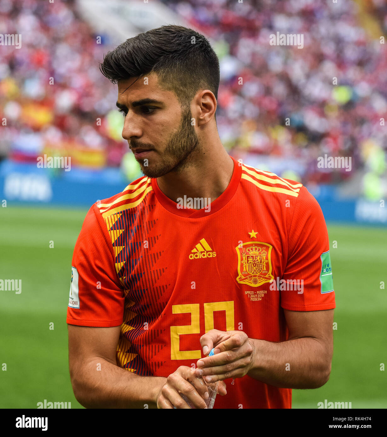 Moscú, Rusia - 1 de julio de 2018. Selección nacional de fútbol de España  el centrocampista Marco