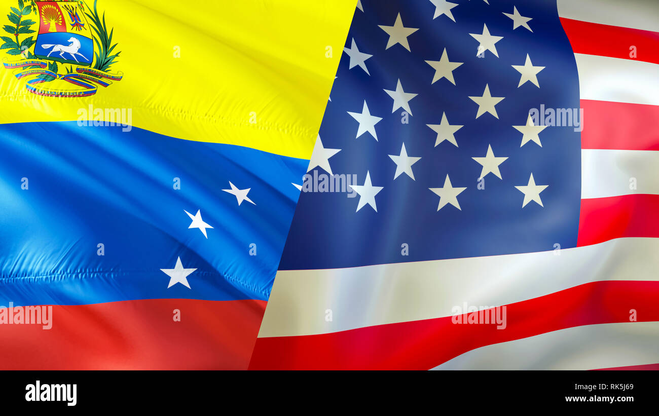 Venezuela y usa la bandera. Diseño 3D ondeando la bandera. El símbolo