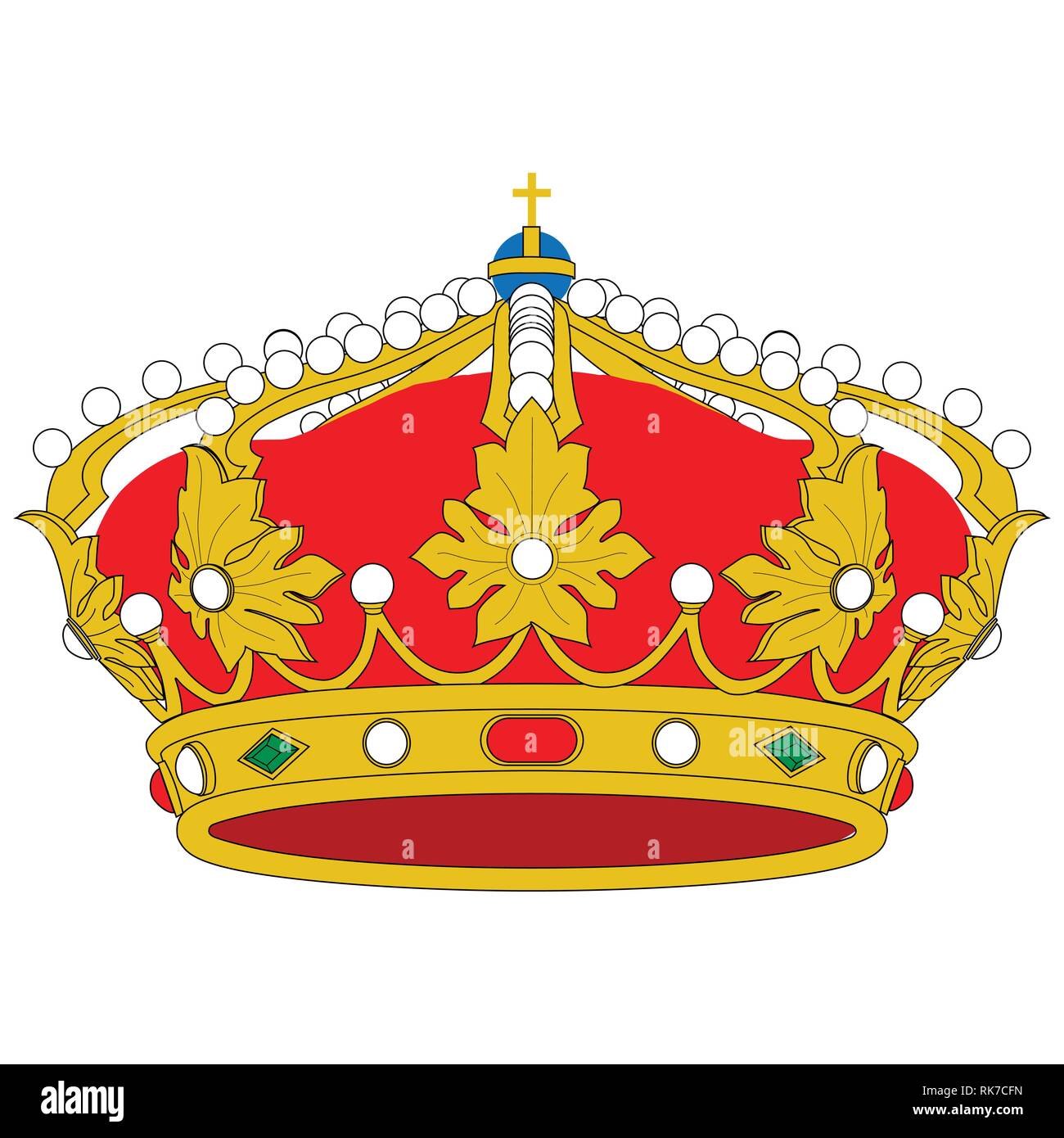 Reina de oro corona aislados, vector de la corona medieval, el rey