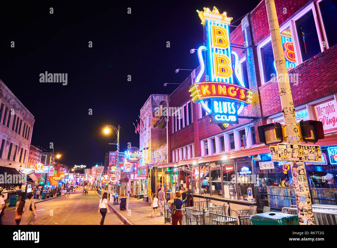 Beal Street Memphis durante la noche Foto de stock
