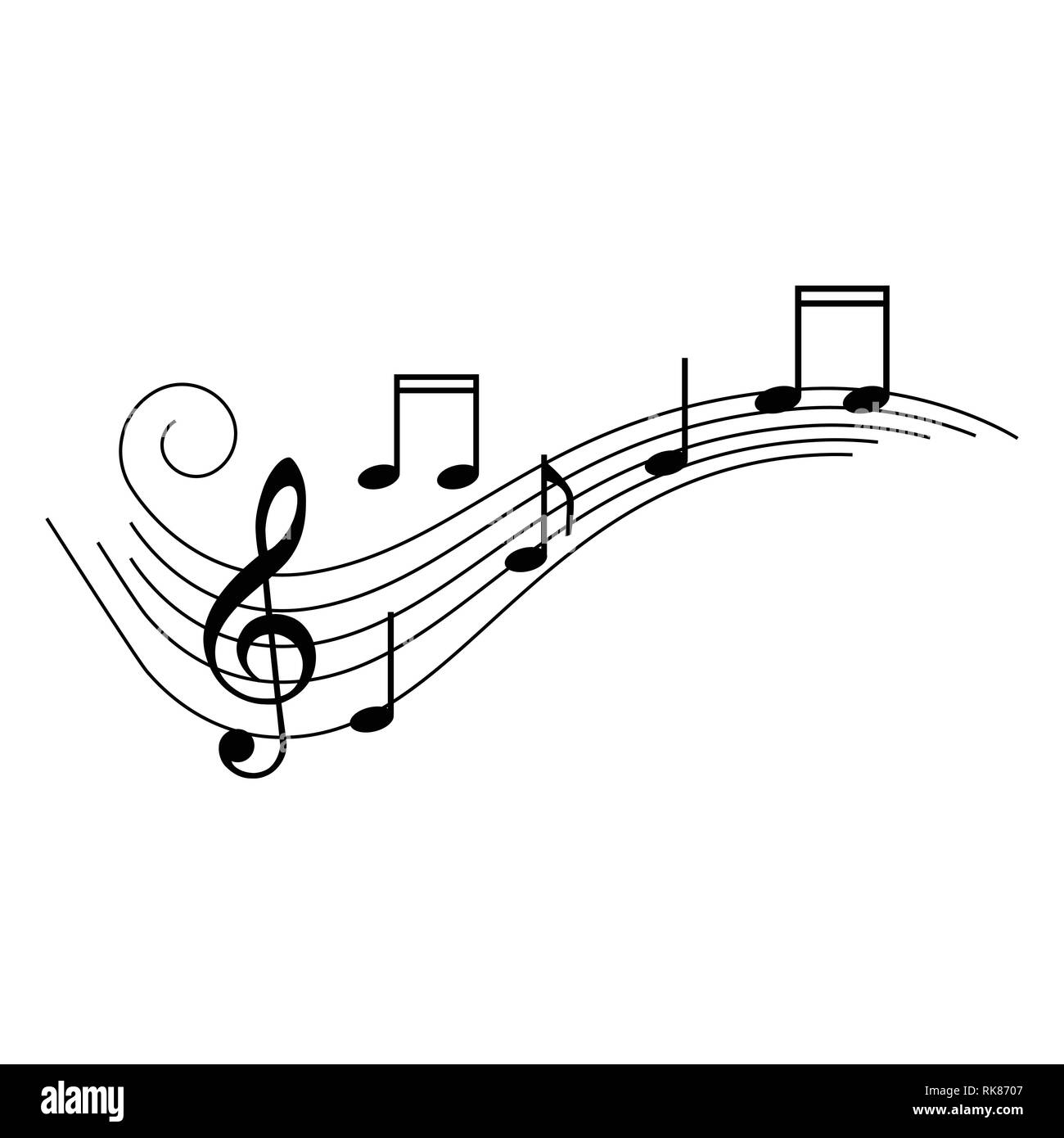 Música notas musicales, elemento de diseño, aislado, ilustración vectorial  Imagen Vector de stock - Alamy