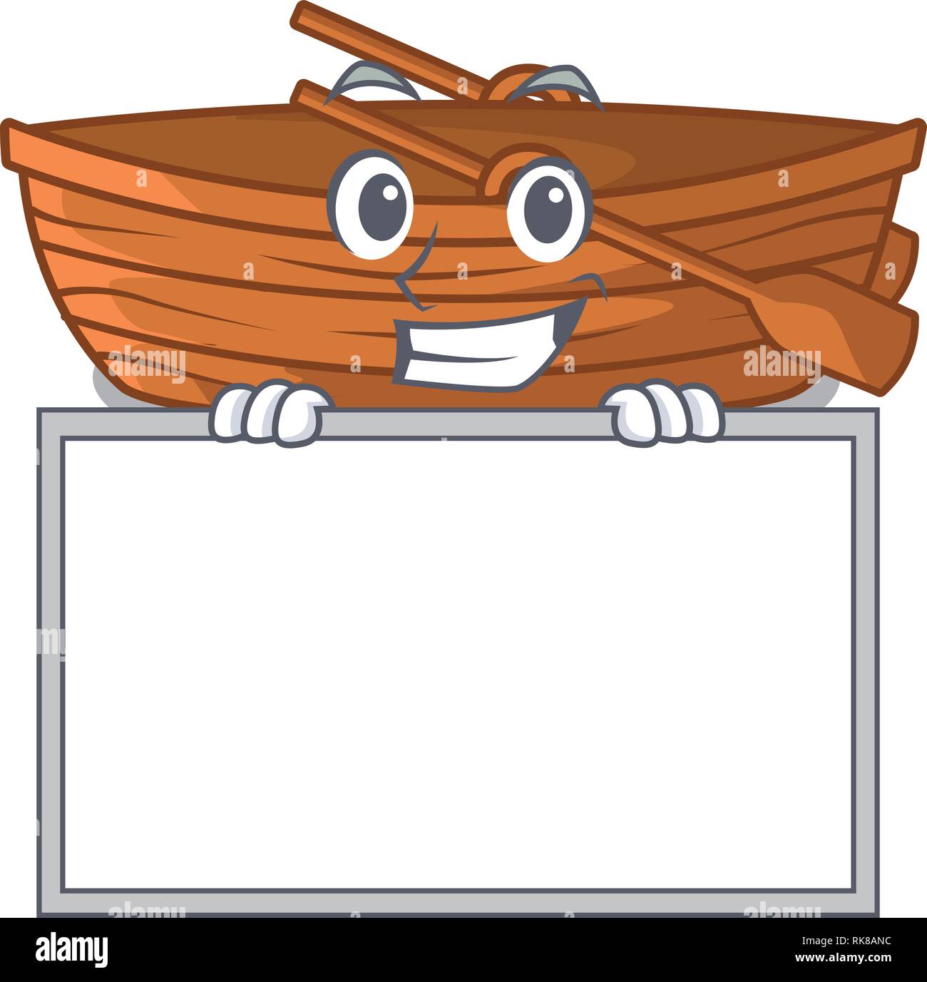 Sonriendo con junta de botes de madera en la forma de dibujos animados  Imagen Vector de stock - Alamy