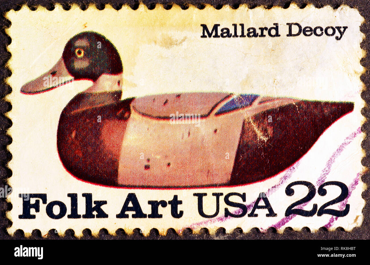 Decoy Mallard en sello americano Foto de stock