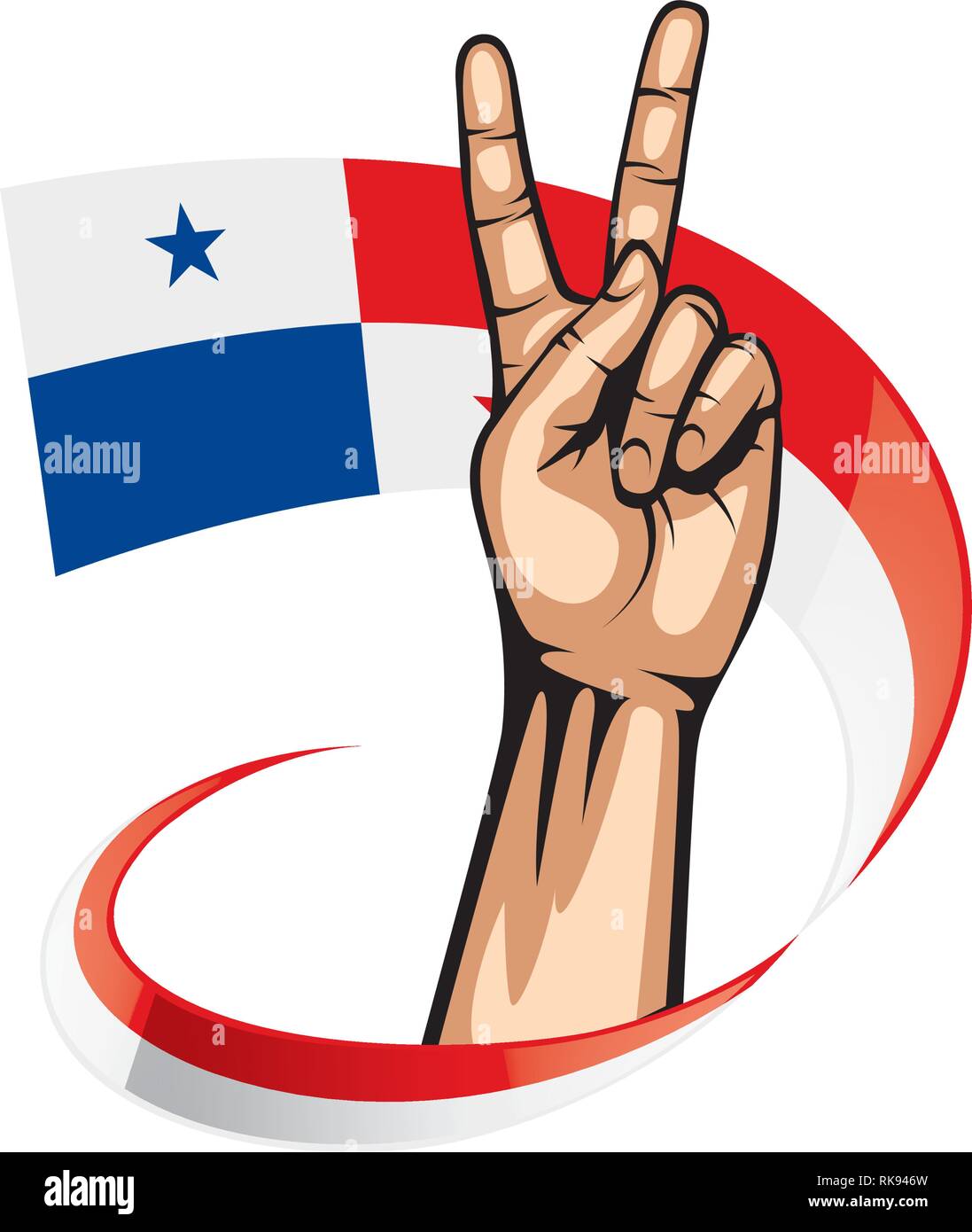 Bandera De Panamá Y La Mano Sobre Un Fondo Blanco Ilustración Vectorial Imagen Vector De Stock 2312