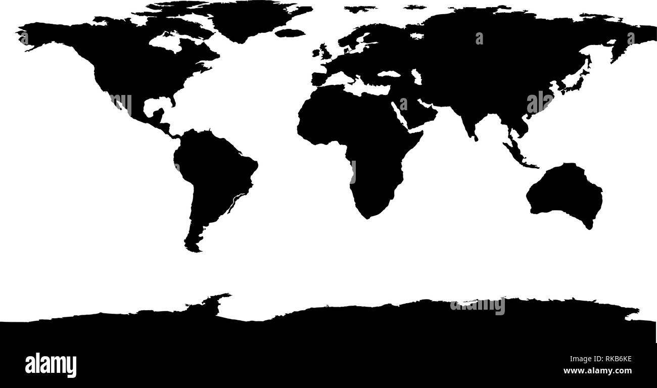Mapa del Mundo Negro ilustración vectorial. Ilustración del Vector