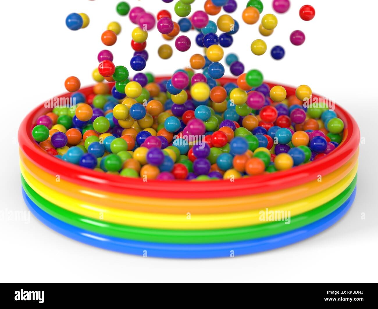 Bolas de plástico llenar una piscina infantil. apto para los niños, juegos  y temas de juguete. Ilustración 3d Fotografía de stock - Alamy