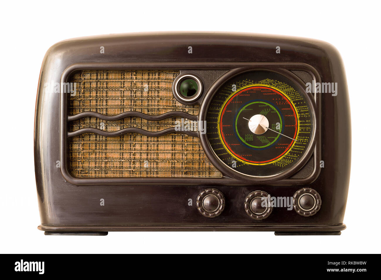 Antiguo art deco vintage radio aislado sobre fondo blanco Fotografía de