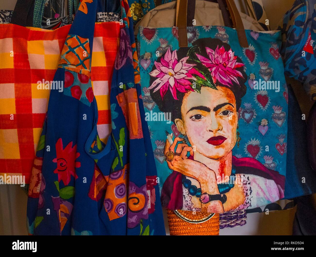 México, el bolso con la efigie de Frida Kahlo Foto de stock
