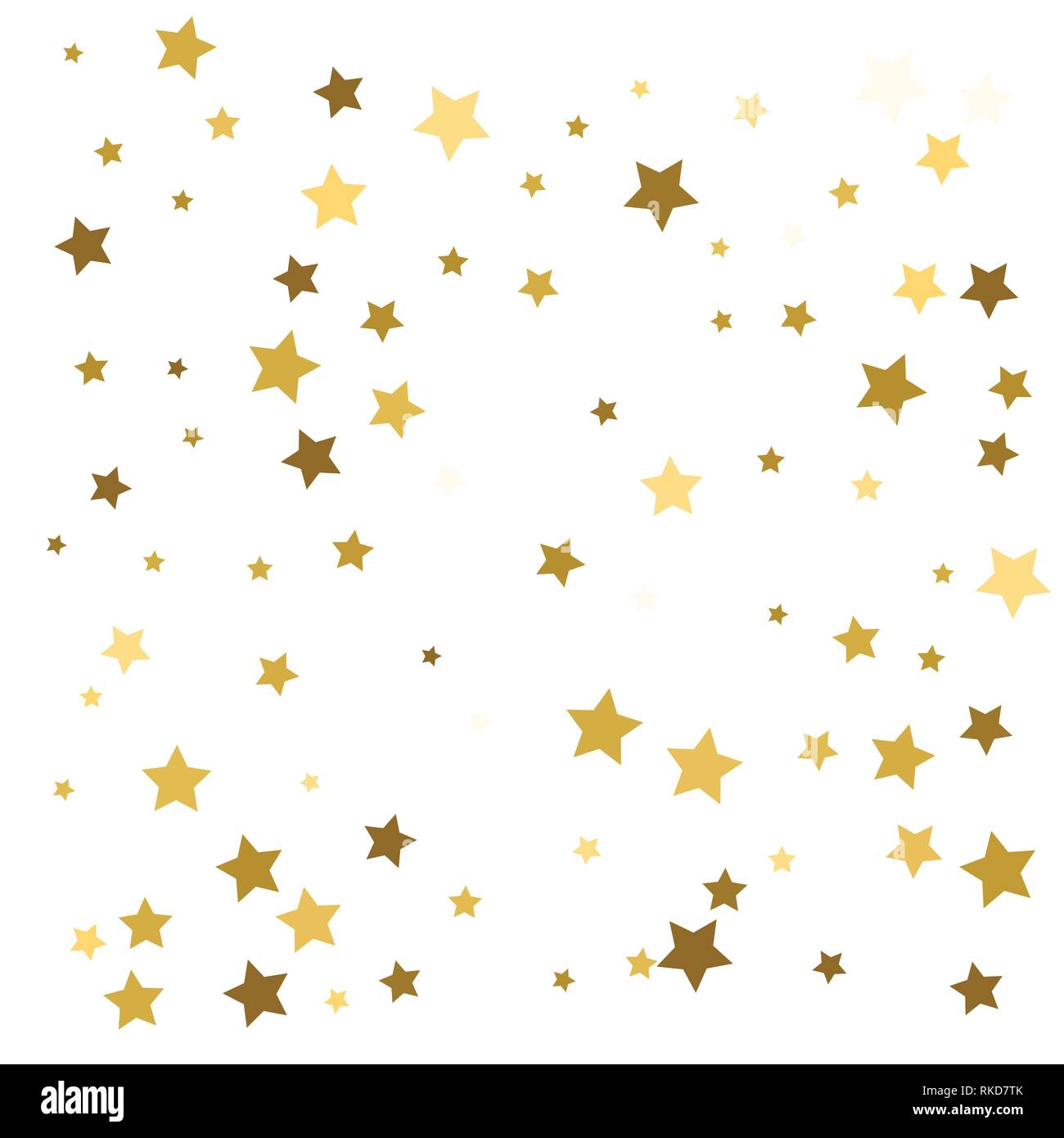 Estrella de Oro lluvia de confeti festivo fondo de vacaciones. Lámina de  papel dorado Vector estrellas cayendo aislado sobre fondo blanco Imagen  Vector de stock - Alamy