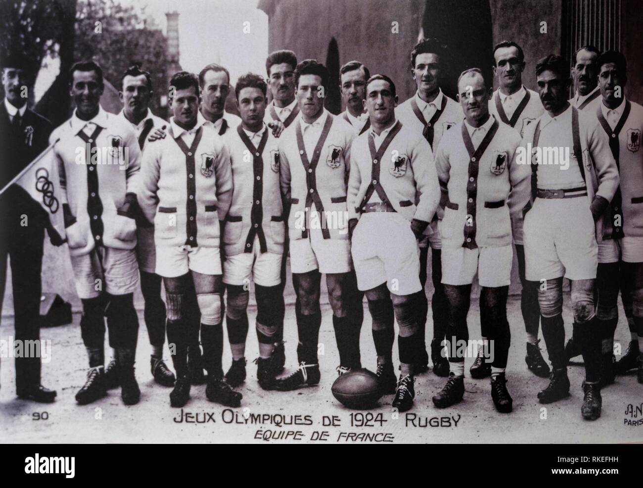 Francia, el equipo nacional de rugby francés para los Juegos Olímpicos de 1924. Foto de stock