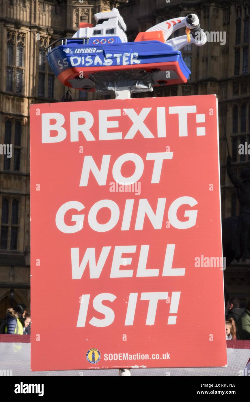Londres, Reino Unido. 11th de febrero de 2019. Protesta contra el Brexit, Cámaras del Parlamento, Londres. Crédito: michael melia/Alamy Live News Foto de stock