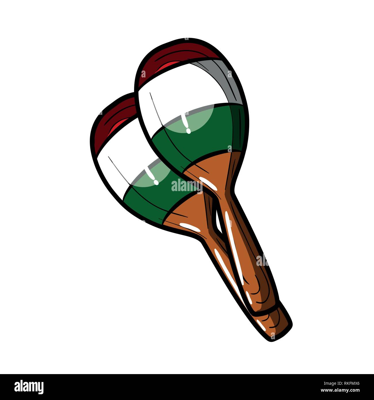 Dibujo a mano alzada, esquema de color Las Maracas. Símbolo de México