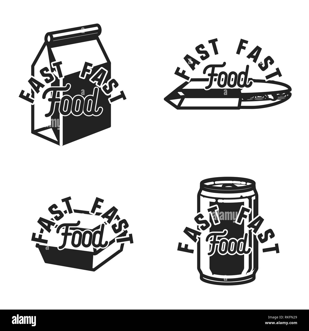 Vintage Emblemas De Comida Rapida Logo Para El Restaurante De Comida Rapida Y Productos Imagen Aislada Plantilla Vectorial Ilustracion Vectorial Imagen Vector De Stock Alamy