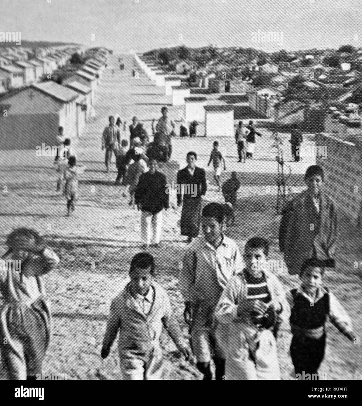 Israel, Palestina, el campamento de refugiados en Gaza, en 1955. Foto de stock