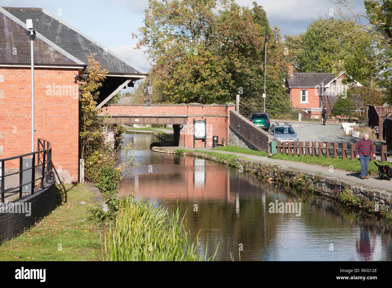 Bloqueo de canal y de la cuenca del Canal de Montgomery en Welshpool Powys en Gales Gran Bretaña Foto de stock