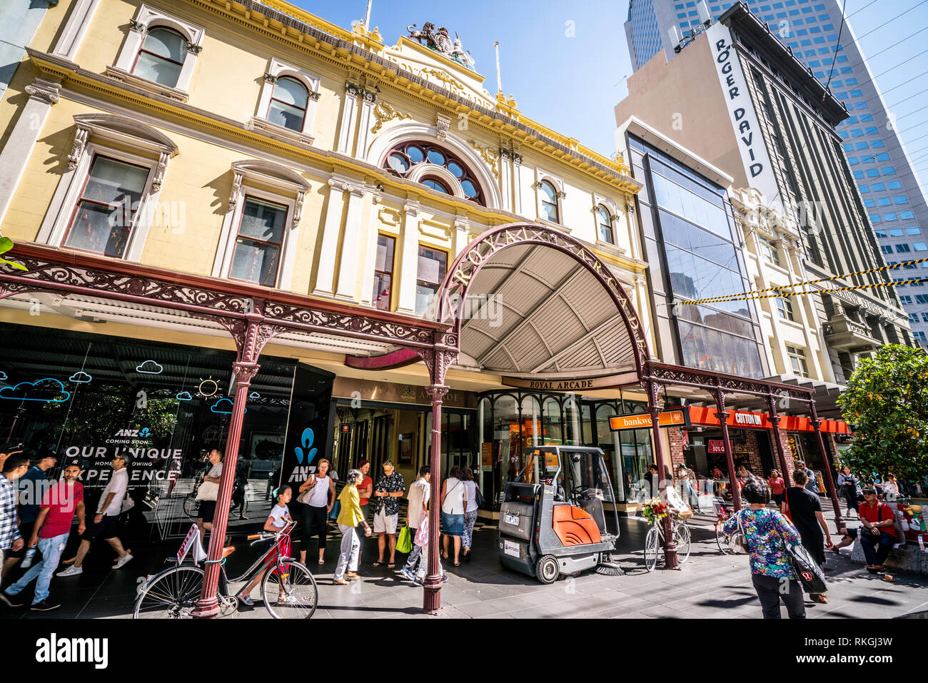 El 3 de enero de 2019, Melbourne, Australia : Royal Arcade edificio vista de entrada y la fachada en Bourke Street Melbourne Australia Foto de stock