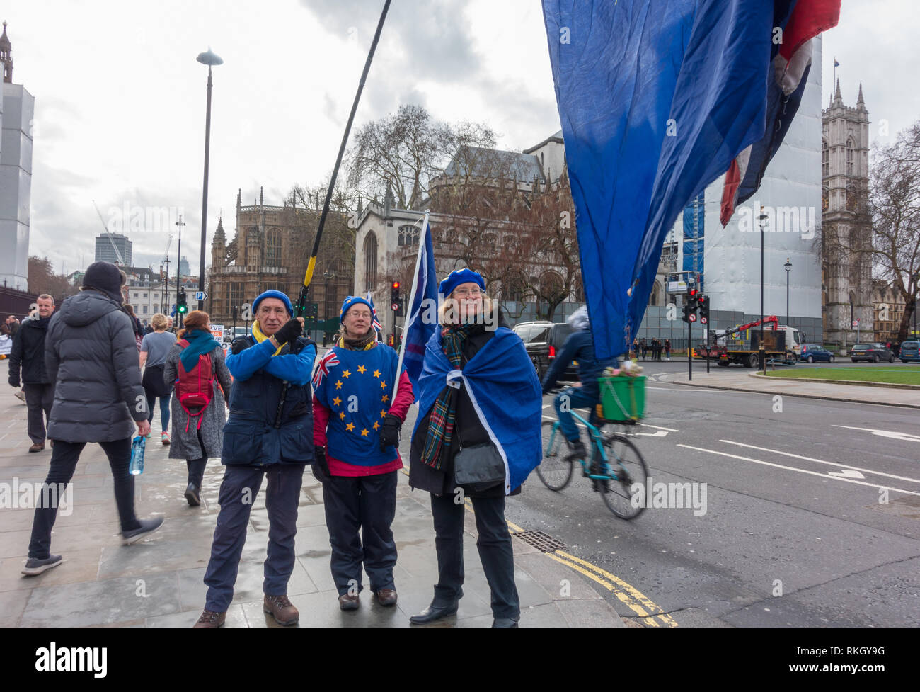 Los activistas permanecen fuera del Parlamento británico en Londres Foto de stock