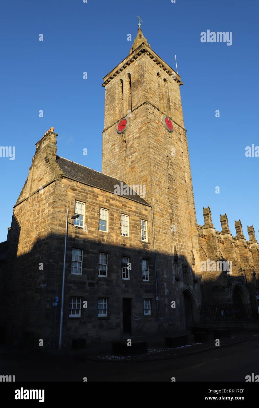 Torre de San Salvator capilla de la universidad de St Andrews University Fife Escocia Febrero 2019 Foto de stock