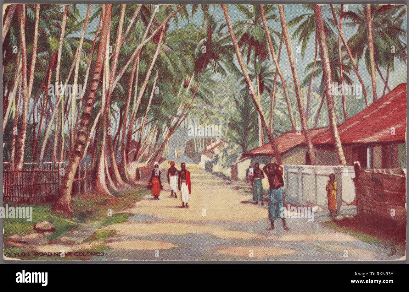 Ceilán. Carretera cerca de Colombo. Raphael Tuck & Sons (editor). Búsquedas pacífico : Postales Sri Lanka - La vida. Fecha de Publicación: 1908 Lugar: Impreso en Foto de stock