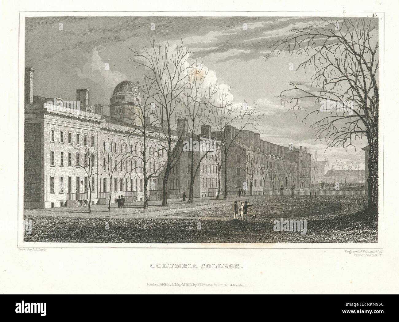 Columbia College. Davis, Alexander Jackson (1803-1892) (Artista) Fenner,  Sears \u0026 Co. (Impresora de placas) Hinton, John Howard (1791-1873)  (Editorial Fotografía de stock - Alamy