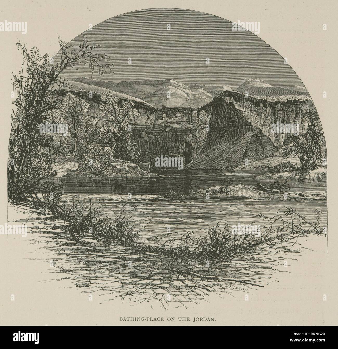 Lugar de baño en el Jordán. Fenn, Harry (1838-1911) (Artista) Linton, Henry  Duff (1815-1899) (grabador de madera). Pintoresco Palestina, el Sinaí y  Egipto Fotografía de stock - Alamy