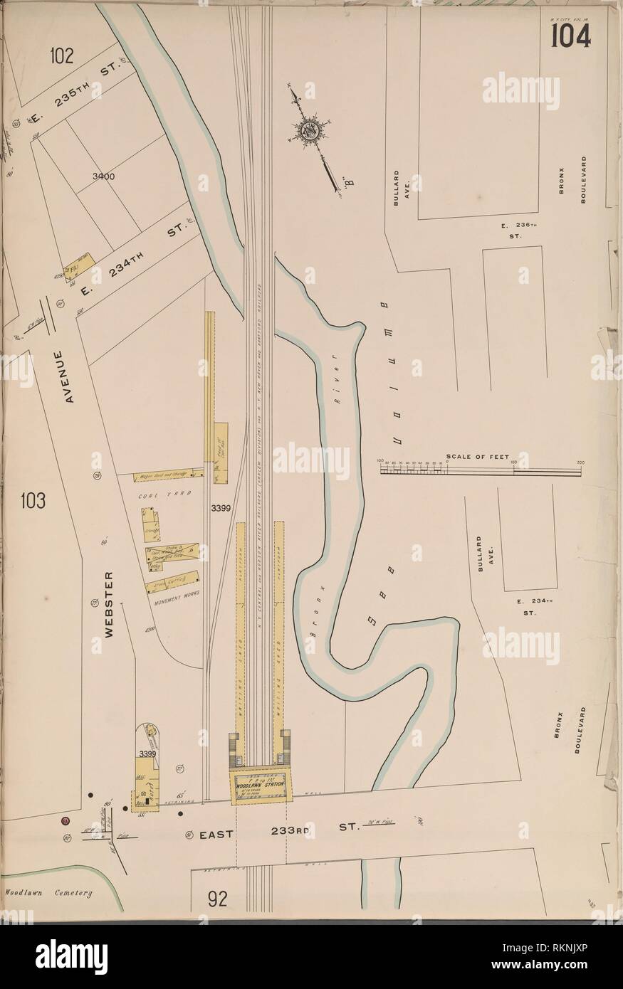 Bronx, V. 14, placa nº 104 [mapa delimitado por E. 235St., Bronx River, E, 233ª St., Webster Ave.]. Mapa Sanborn Company (editor). Atlas de nuevo Foto de stock
