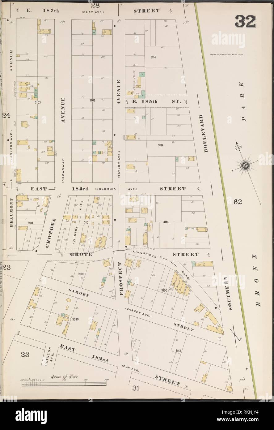 Bronx, V. 14, Placa Nº 32 [mapa delimitado por E. 187St., Southern Blvd
