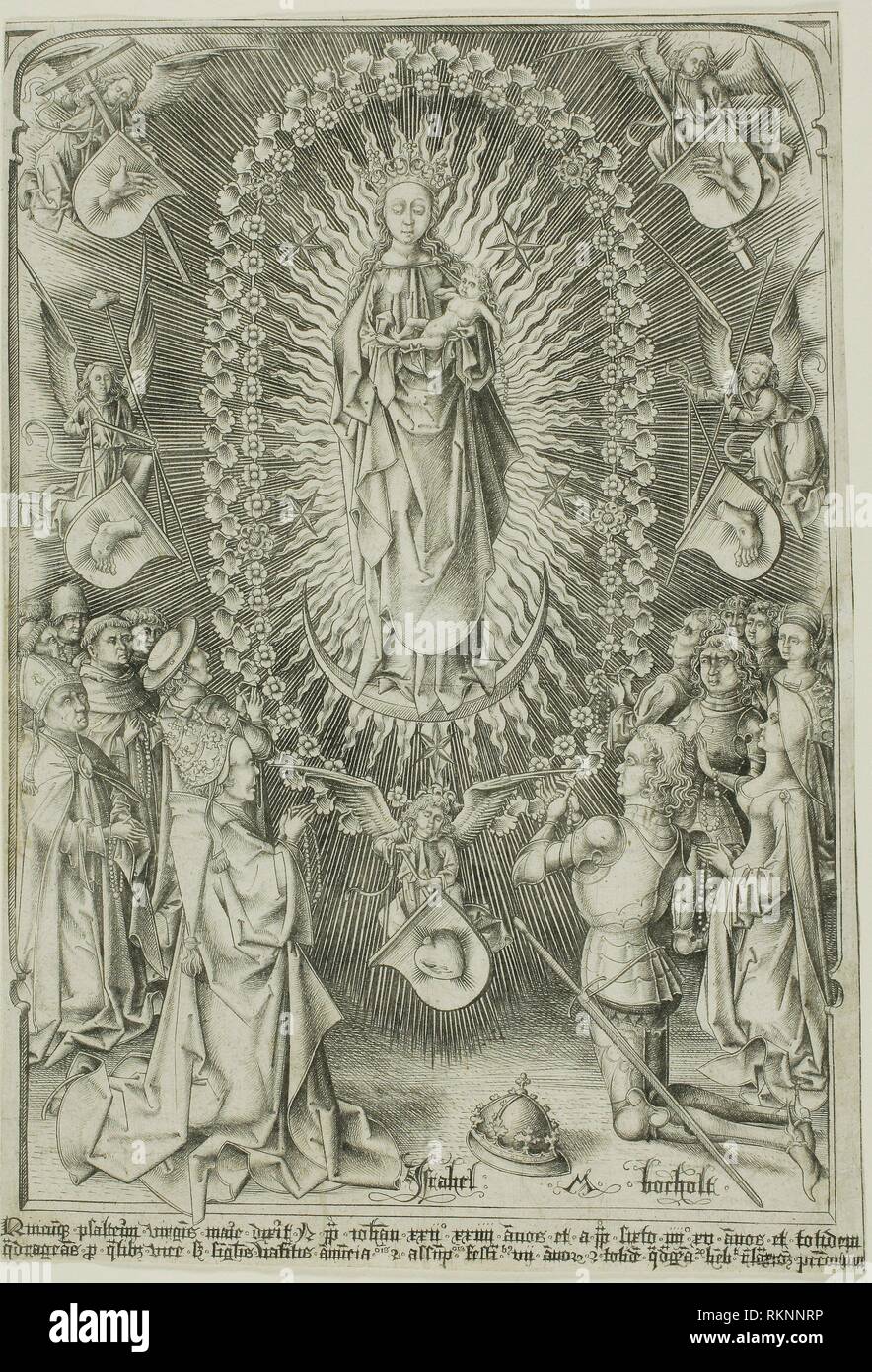 La Virgen del Rosario -c. 1480 - Israhel van Meckenem Alemán, c.  1440/45-1503 - Artista: Israhel van Meckenem, Origen: Alemania, Fecha:  1475-1485 Fotografía de stock - Alamy