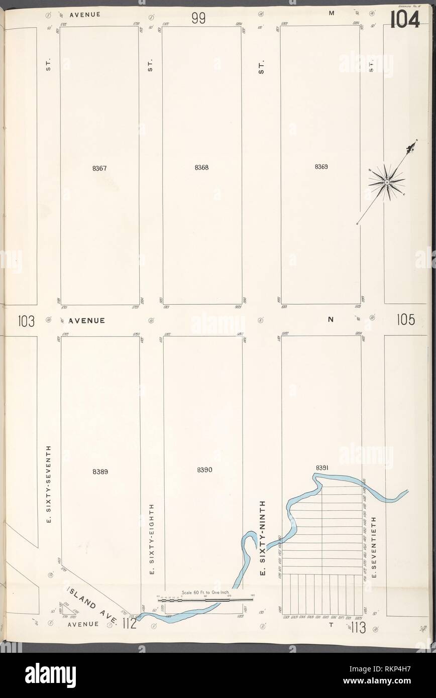 Brooklyn V. 15, placa nº 104 [mapa delimitado por las avenidas M, E.70ª St., Avenue, E.T 67St.]. Mapa Sanborn Company (editor). Atlas de la ciudad de Nueva York Foto de stock