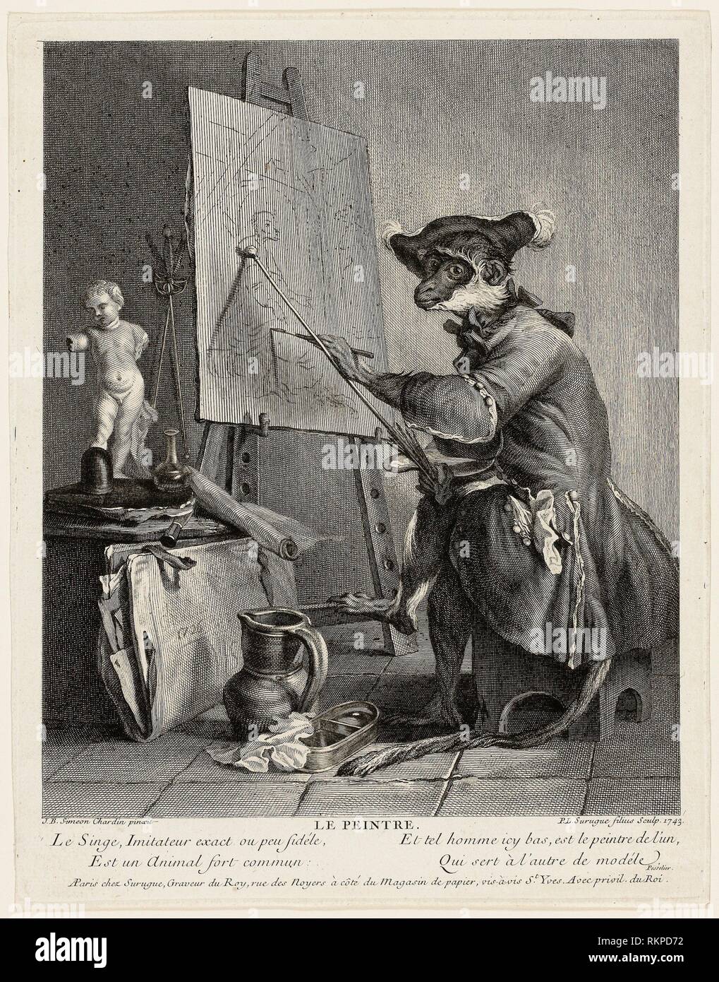 El pintor del mono, 1743 Fotografía de stock - Alamy