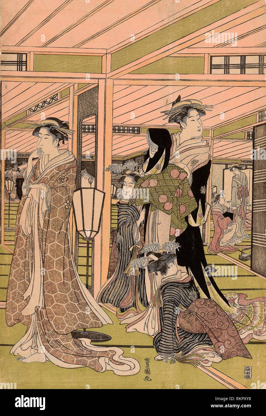 El Salon De Un Burdel En El Placer Cuartos C 17 1801 Utagawa Toyokuni I Aˆa A Ae Oea A E S A Japones 1769 15 Artista Utagawa Fotografia De Stock Alamy