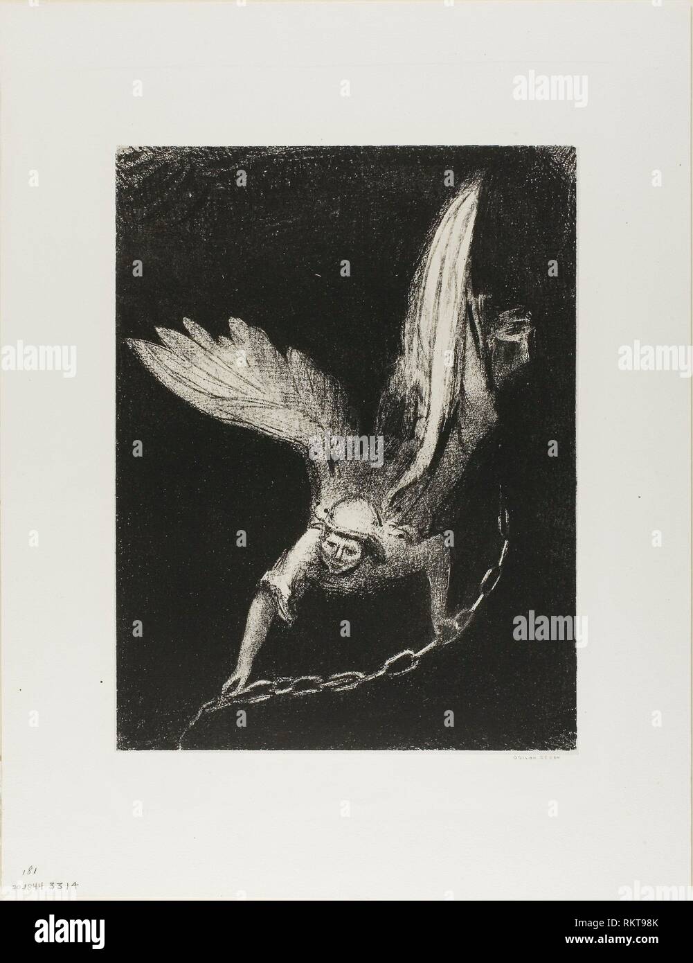 Y VI un ángel descender del cielo, que tenía la llave del abismo y una gran  cadena en la mano, la placa 8 de 12 - 1899 - Odilon Redon Fotografía de  stock - Alamy