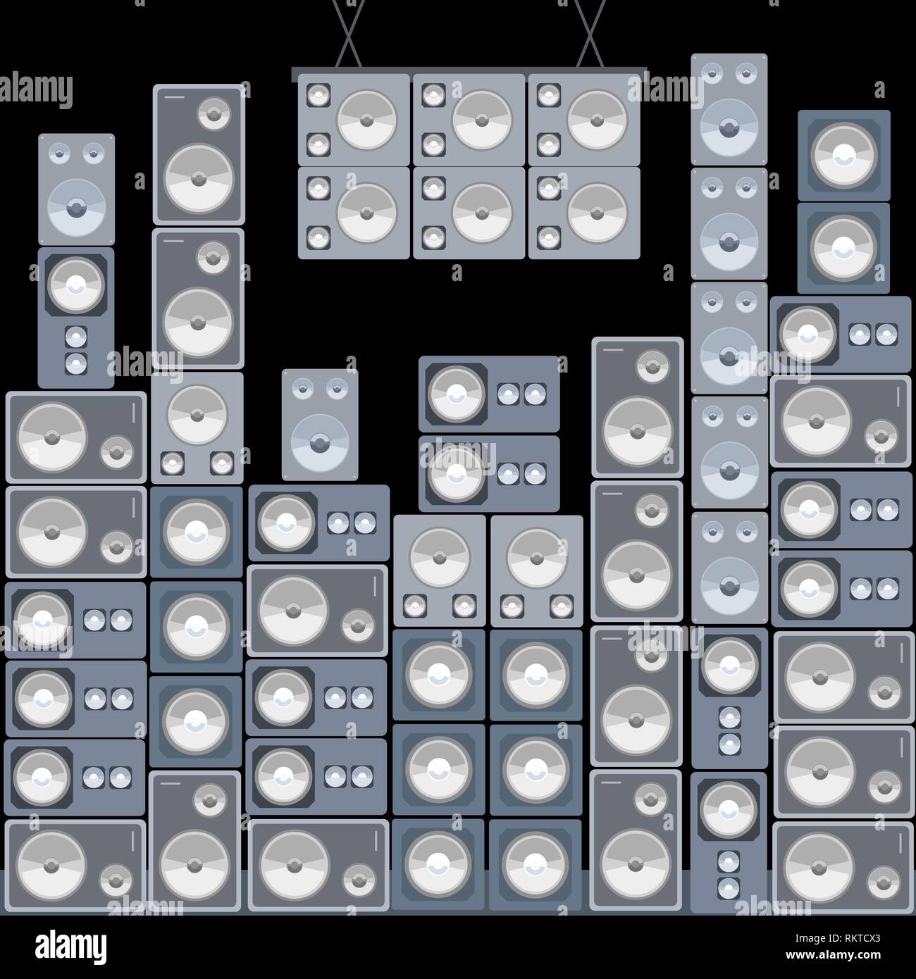 Muro de sonido - gran concierto de altavoces audio profesional Imagen  Vector de stock - Alamy