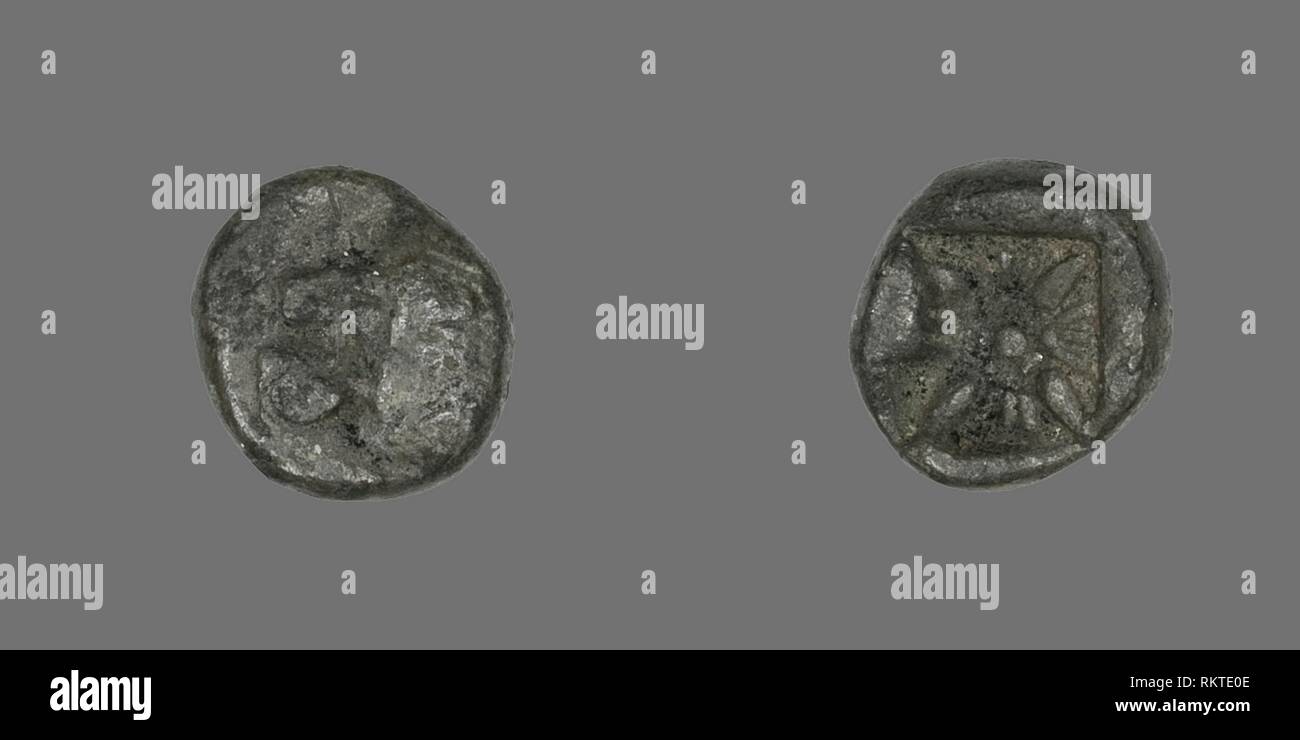 Diobol (Moneda) que representa un León - 395/377 A.C. o 478 A.C. y más tarde - griego - Artista: griego antiguo, Origen: la antigua Grecia, la fecha: 395 BC-376 BC, medio: Foto de stock