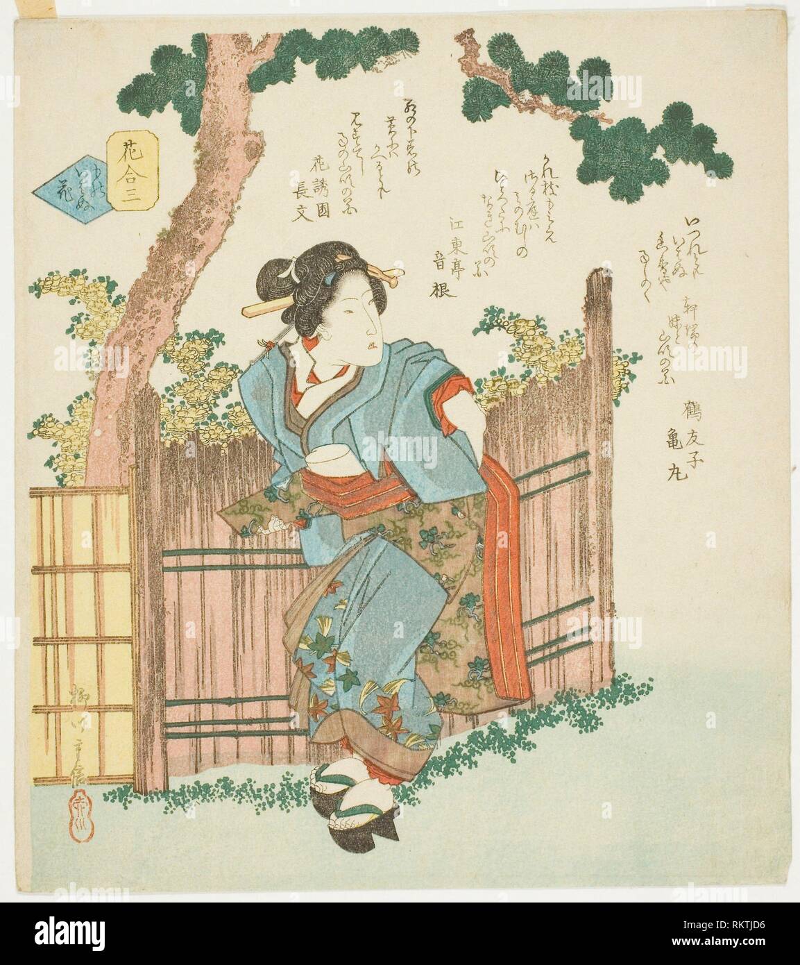 Nº 3: Flor silenciosa (Mono iwanu hana), de la serie ''una comparación de las Flores (Hana awase)'' - finales de 1820 - Yanagawa Shigenobu II japonés, Foto de stock