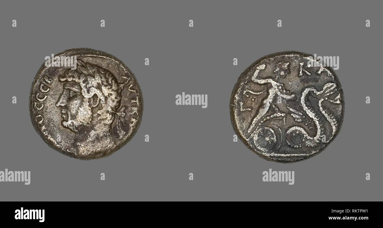 Tetradrachm (COIN) Retratando Emperador Adriano - AD 136/37 - romano, acuñada en Alejandría, Egipto - Artista: antiguo romano, Origen: Egipto, Fecha: 136 Foto de stock