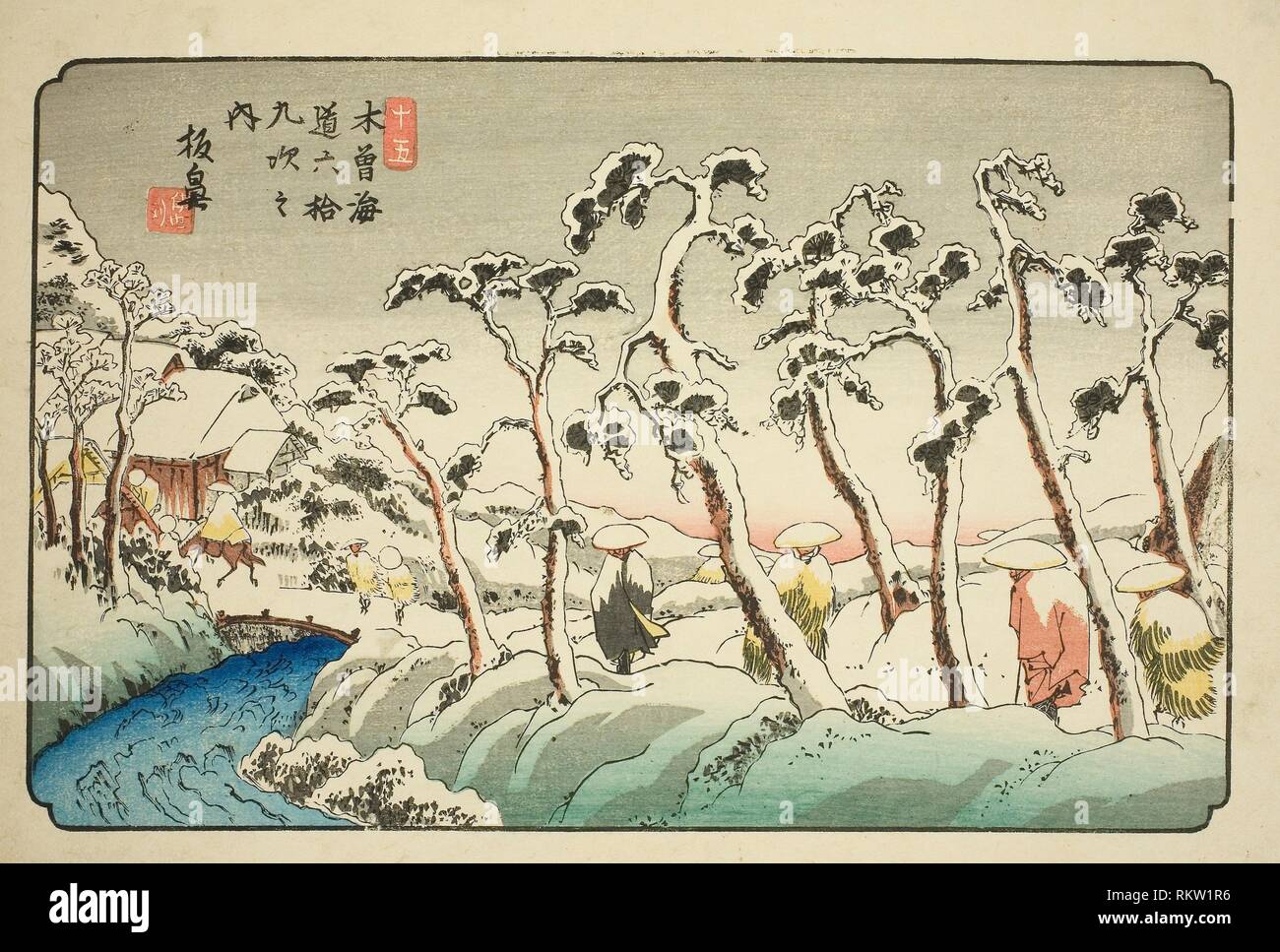 Nº 15:: Itahana Itahana (jugo), de la serie "sesenta y nueve estaciones de la Kisokaido (Kisokaido rokujukyu tsugi no uchi)'' - c. 1835/36 - Keisai Foto de stock