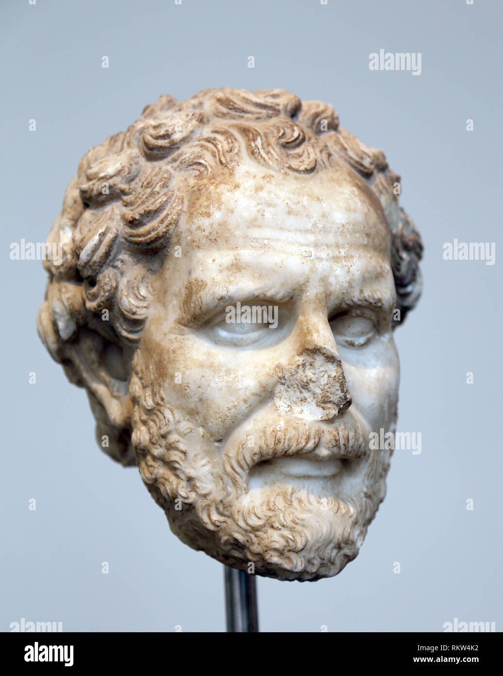 Demóstenes (c. 384-322 a.C.). Cabeza. Roma copia de un bronce griego por Polyektos, 280 BC. El Met, NY, EE.UU.. Foto de stock