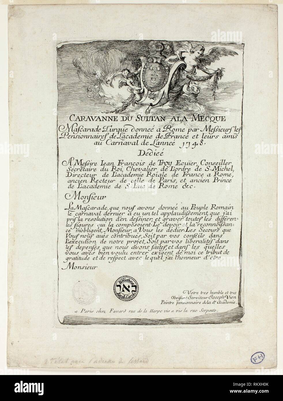 Página de título, de Caravanne du Sultan à la Mecque - 1748 - Joseph Marie Vien francés, 1716-1809 - Artista: Joseph Marie Vien, YO Origen: Francia, Fecha: Foto de stock