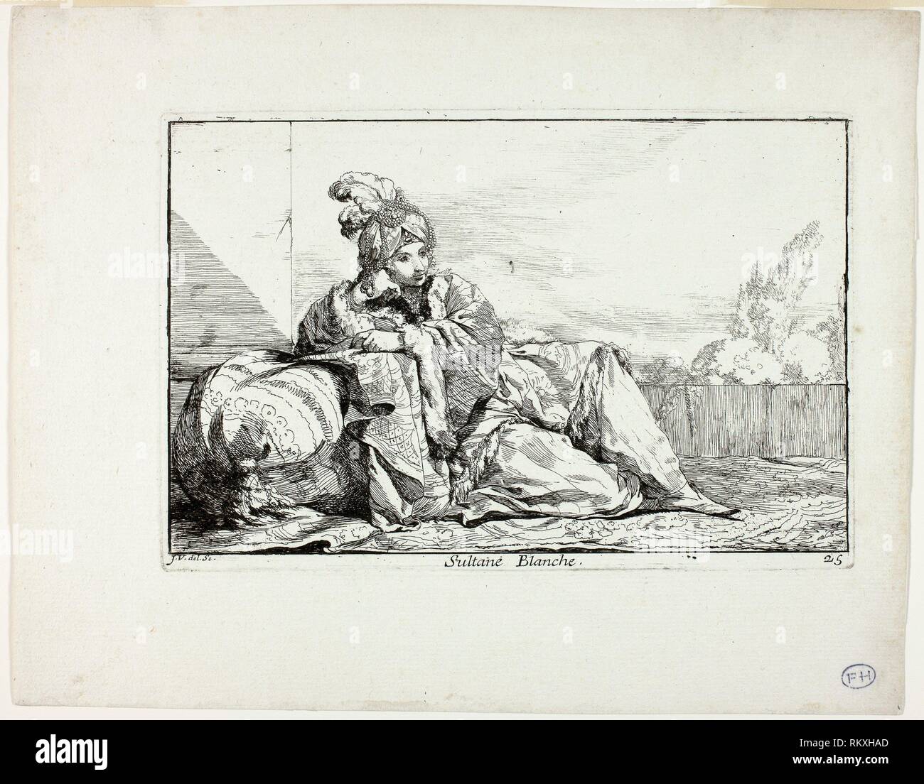 Sultane Blanche, la placa 25 desde Caravanne du Sultan à la Mecque - 1748 - Joseph Marie Vien francés, 1716-1809 - Artista: Joseph Marie Vien, YO Procedencia: Foto de stock