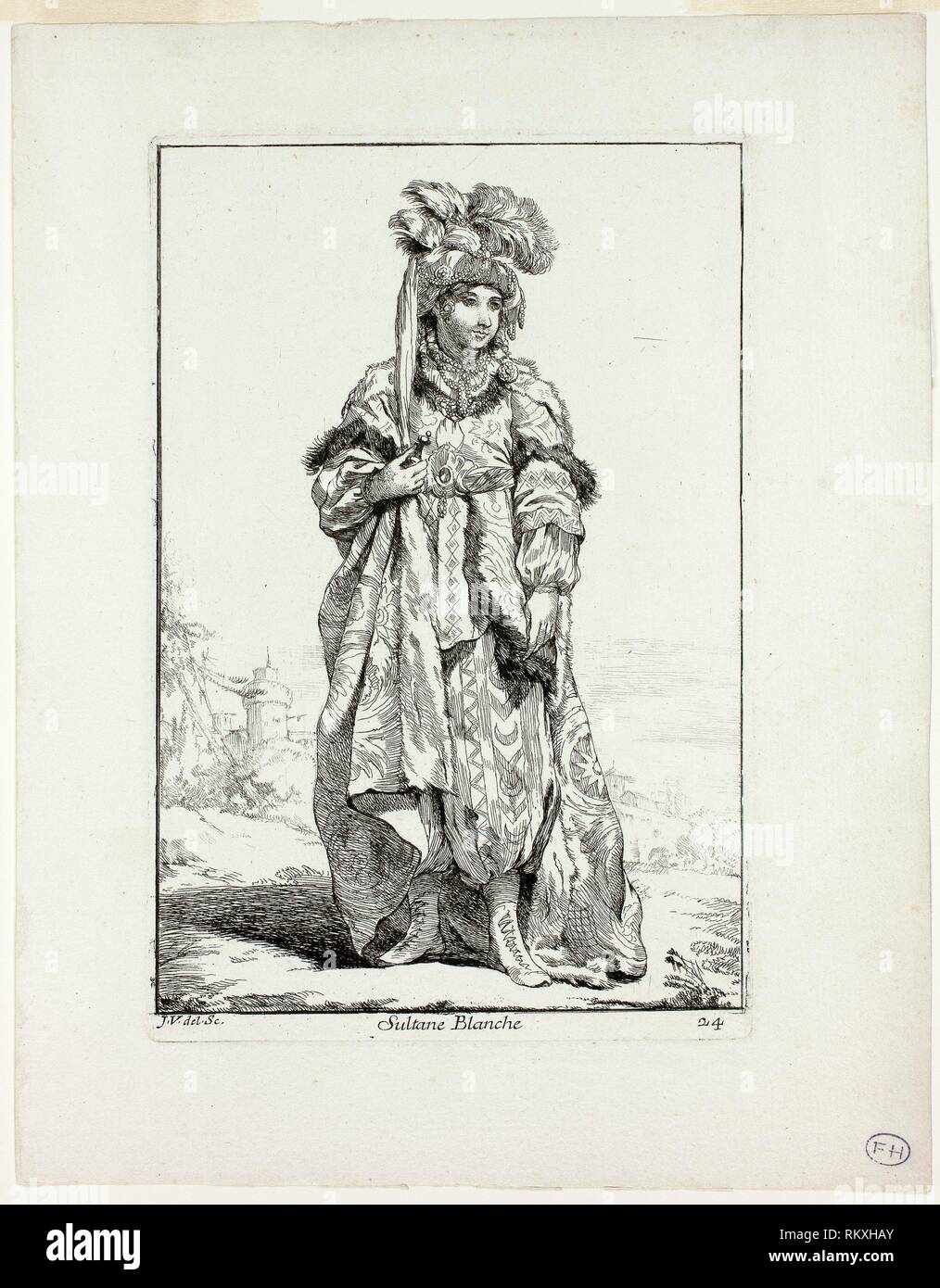 Sultane Blanche, la placa 24 desde Caravanne du Sultan à la Mecque - 1748 - Joseph Marie Vien francés, 1716-1809 - Artista: Joseph Marie Vien, YO Procedencia: Foto de stock