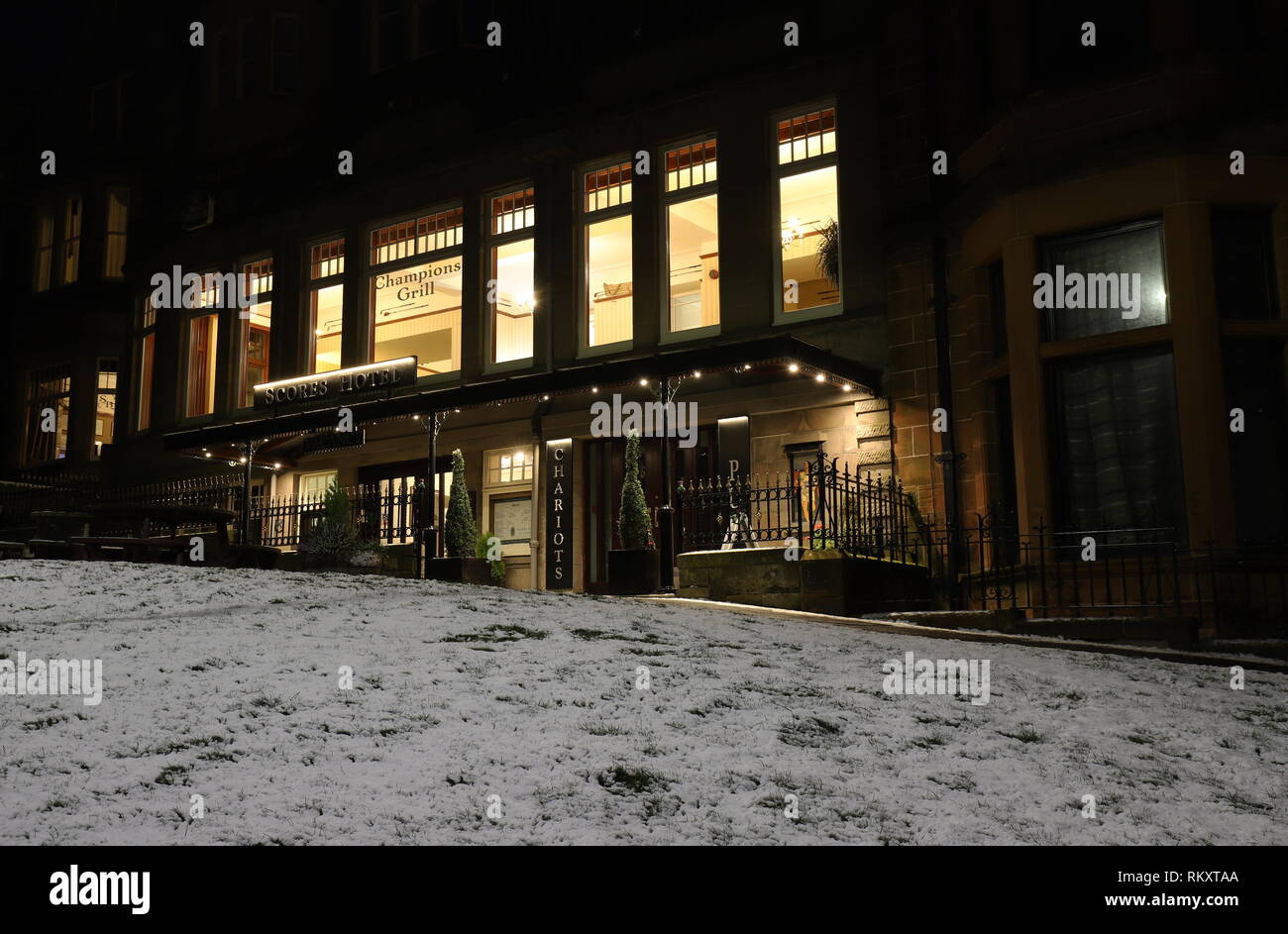 Puntuaciones exterior del hotel St Andrews por noche Fife Escocia Febrero 2019 Foto de stock