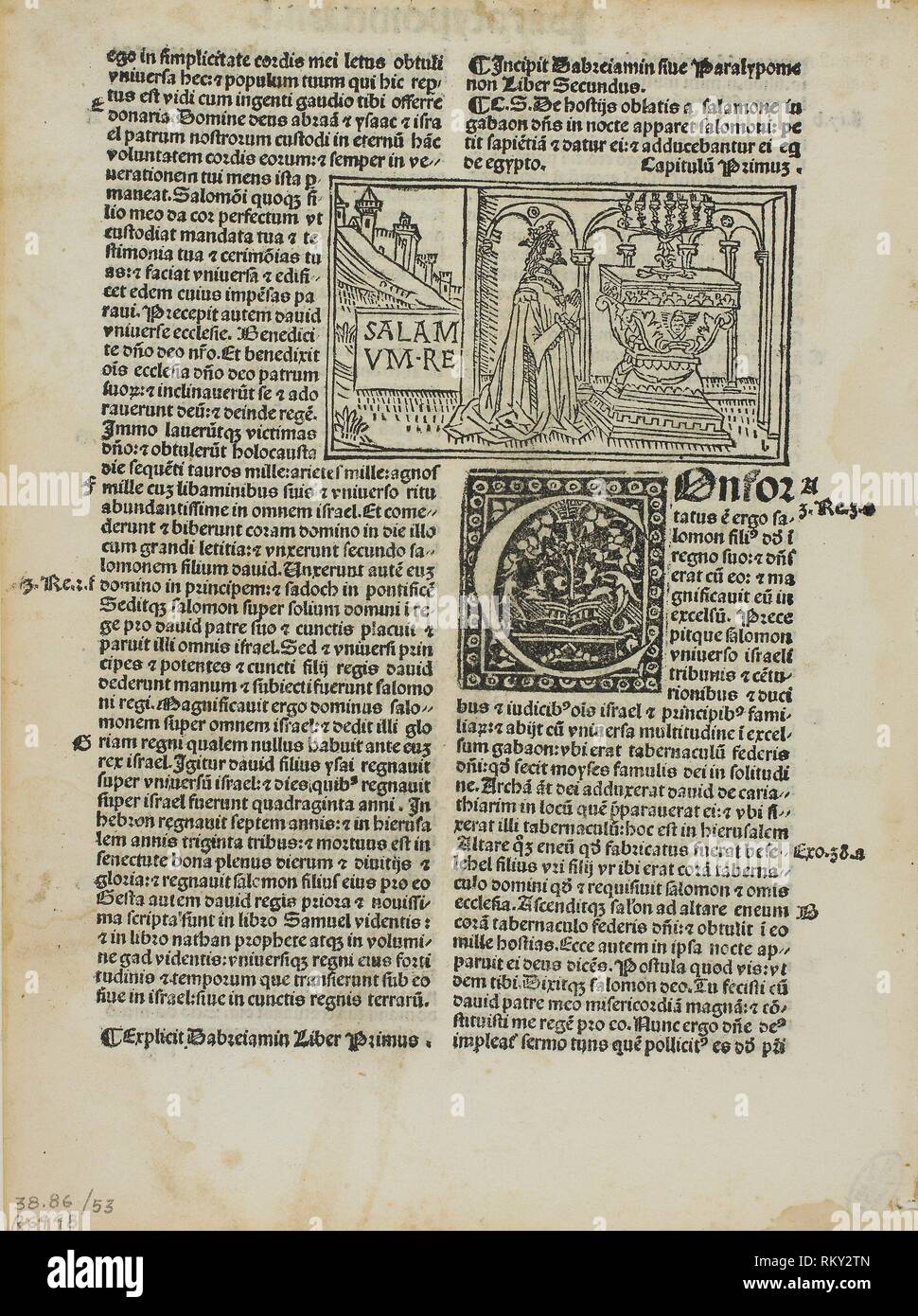 El rey Salomón en la oración de Biblia cum tabula (también llamada Biblia  latina o Mallermi's Bible), placa de 53 xilografías de libros del siglo XV  Fotografía de stock - Alamy