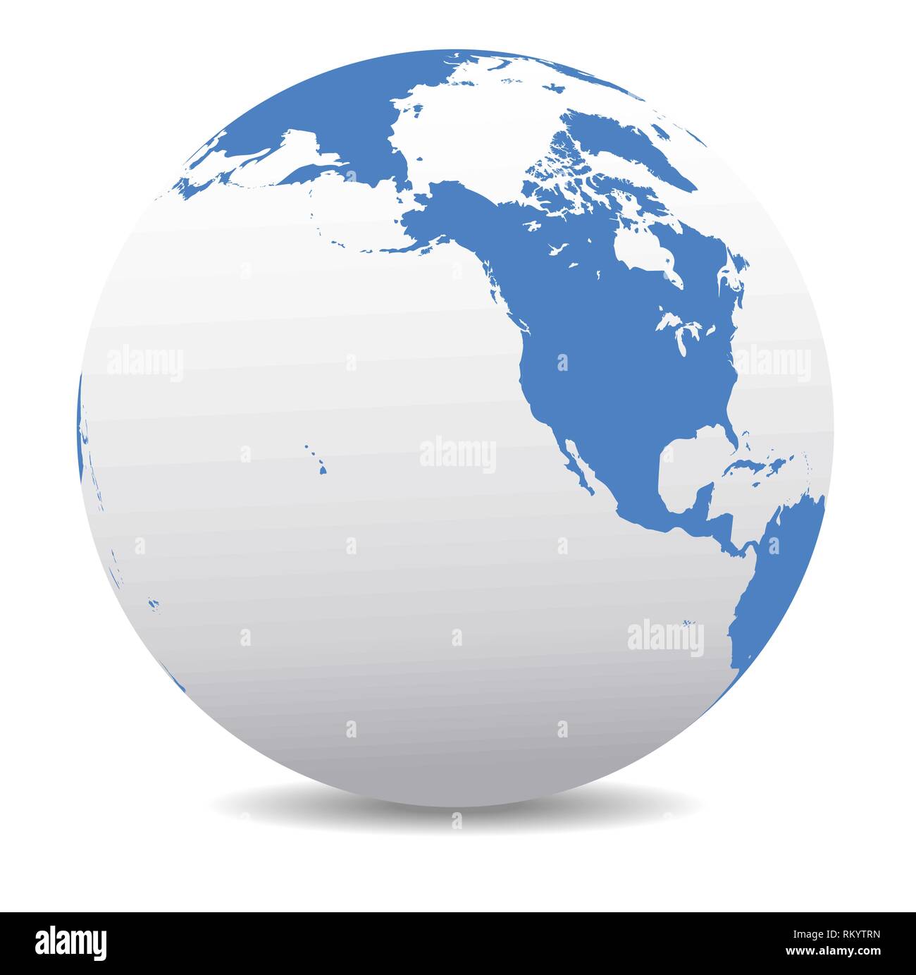América del Norte, Canadá, Siberia y Hawai Mundo Global, mapa de vectores icono del globo terráqueo, la costa oeste de América Ilustración del Vector