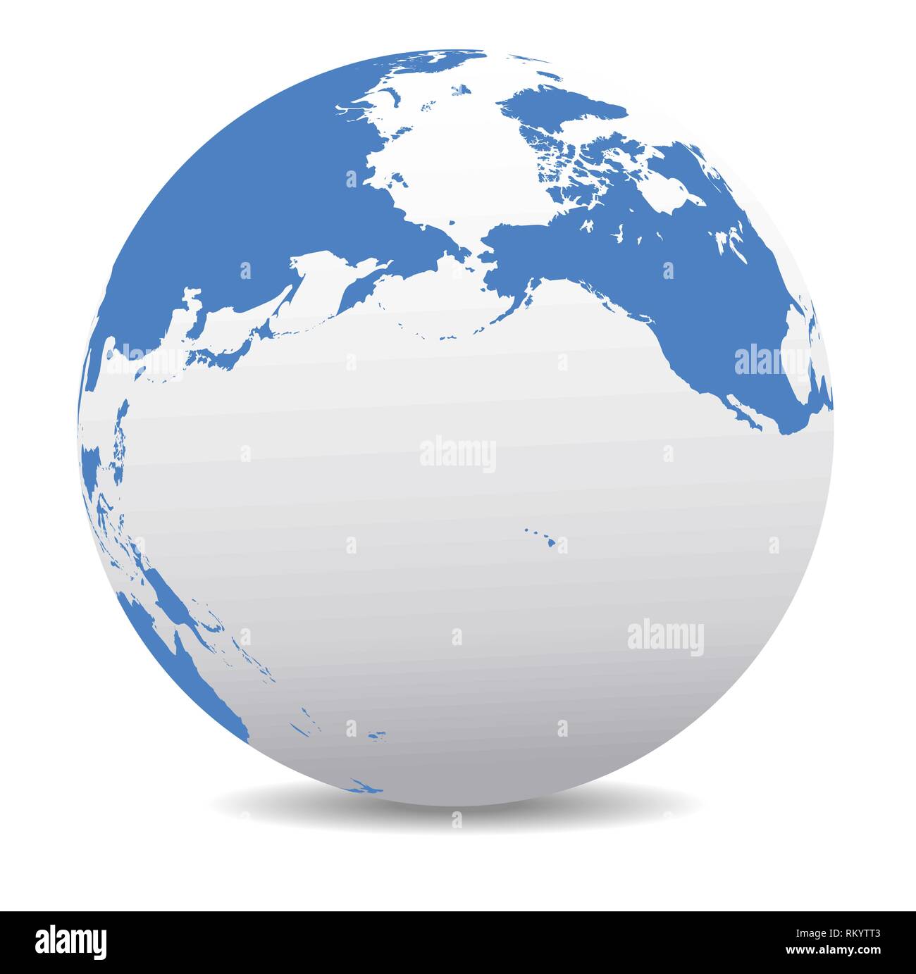 Pacífico América del Norte, Canadá, Siberia, Rusia y Hawai Mundo Global, mapa de vectores icono del globo terráqueo Ilustración del Vector