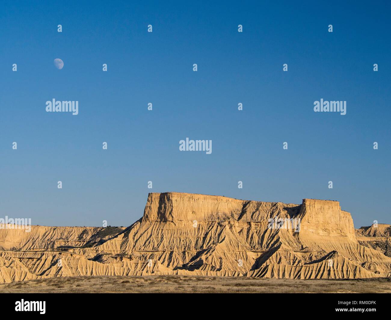 Formación rocosa en la Bardena Blanca zona del Parque Natural de las Bardenas Riales, Navarra, España Foto de stock